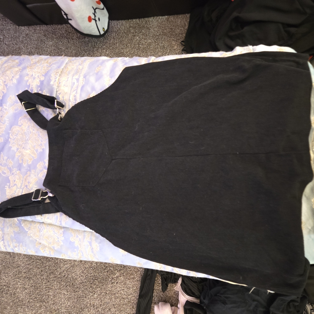 Black Corduroy Pinafore Dress